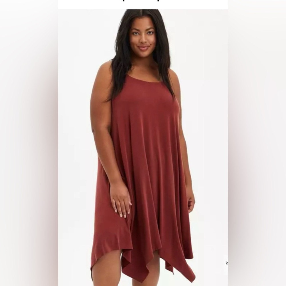 Torrid Asymmetrical Dress in Rust Red